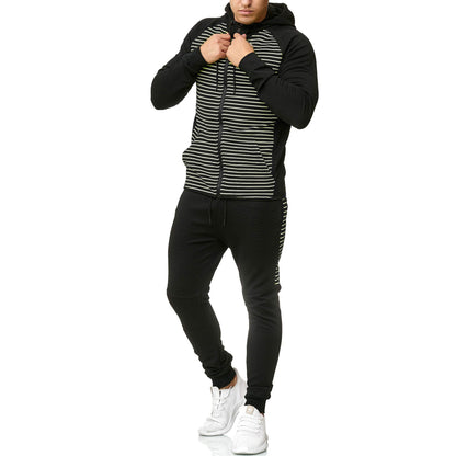 Traje deportivo casual estampado a rayas para hombre.