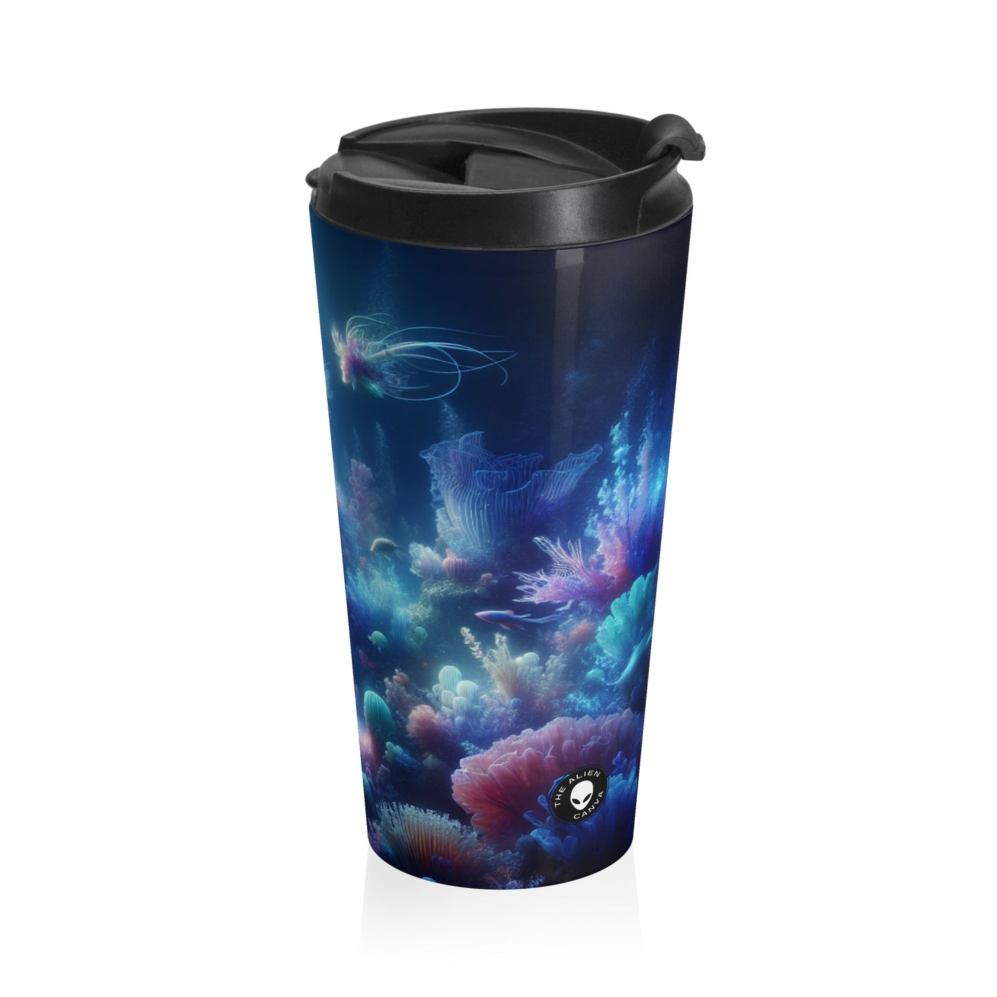 "Coral Fantasia: un deleite submarino de ensueño" - Taza de viaje de acero inoxidable The Alien