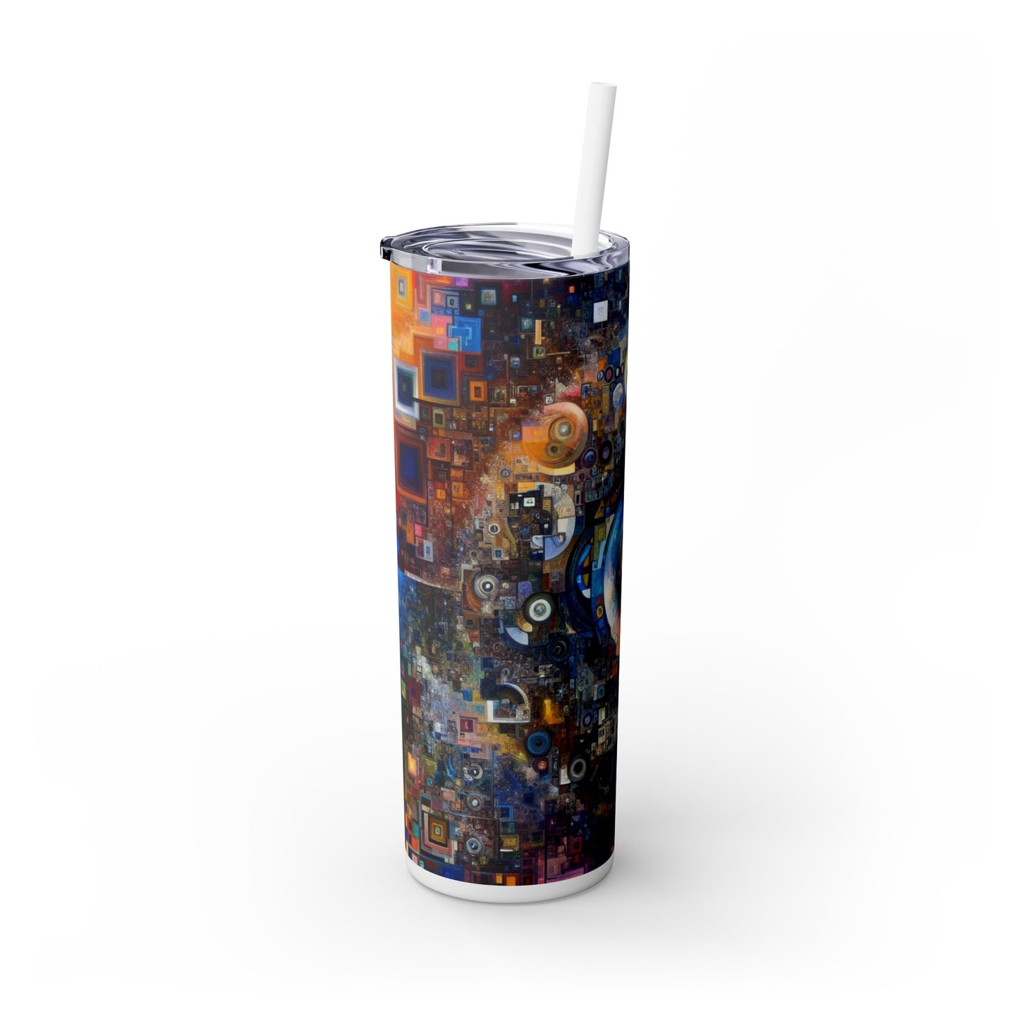 "Perception Distorted: A Postmodern Commentary on Reality" - The Alien Maars® Skinny Tumbler with Straw 20oz Postmodern Art
