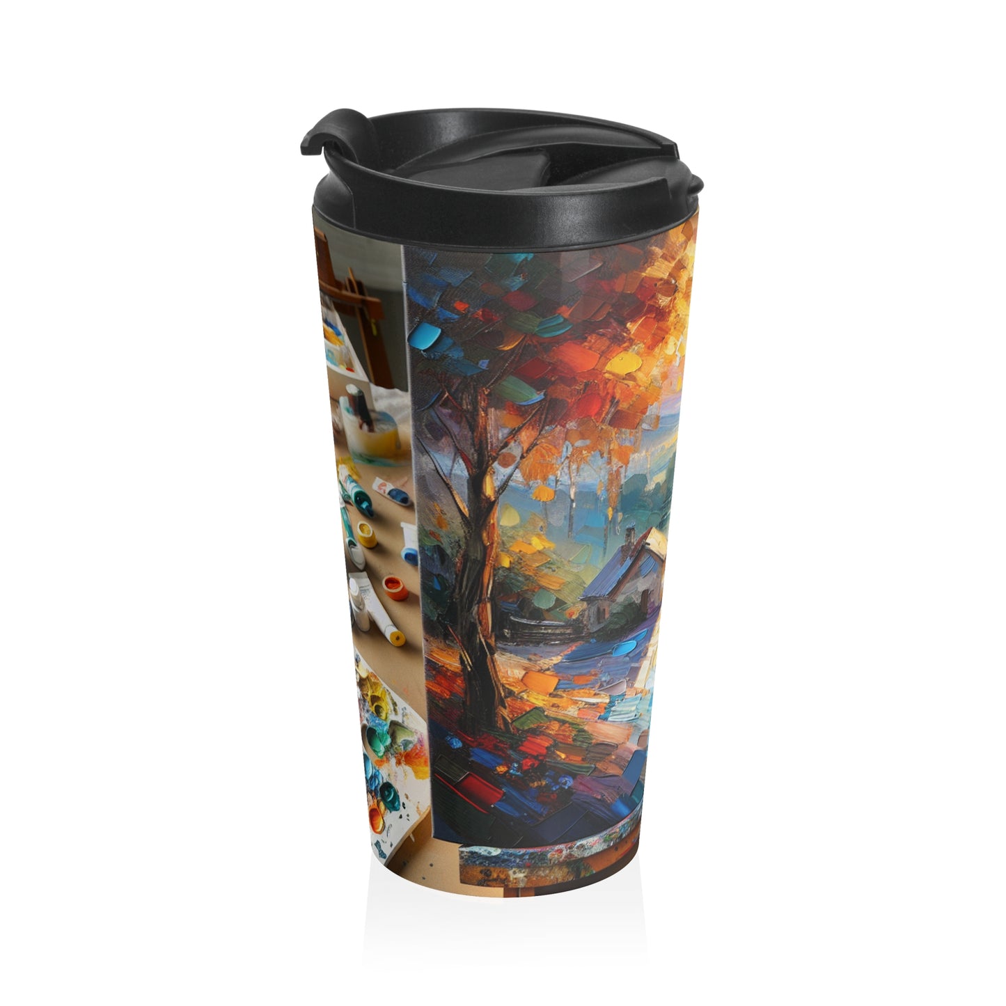 "Market Vibrance: A Post-Impressionist Perspective" - The Alien Stainless Steel Travel Mug Post-Impressionism