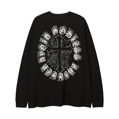 Men's Vintage Necklace Cross Printed Long Sleeve T-shirt