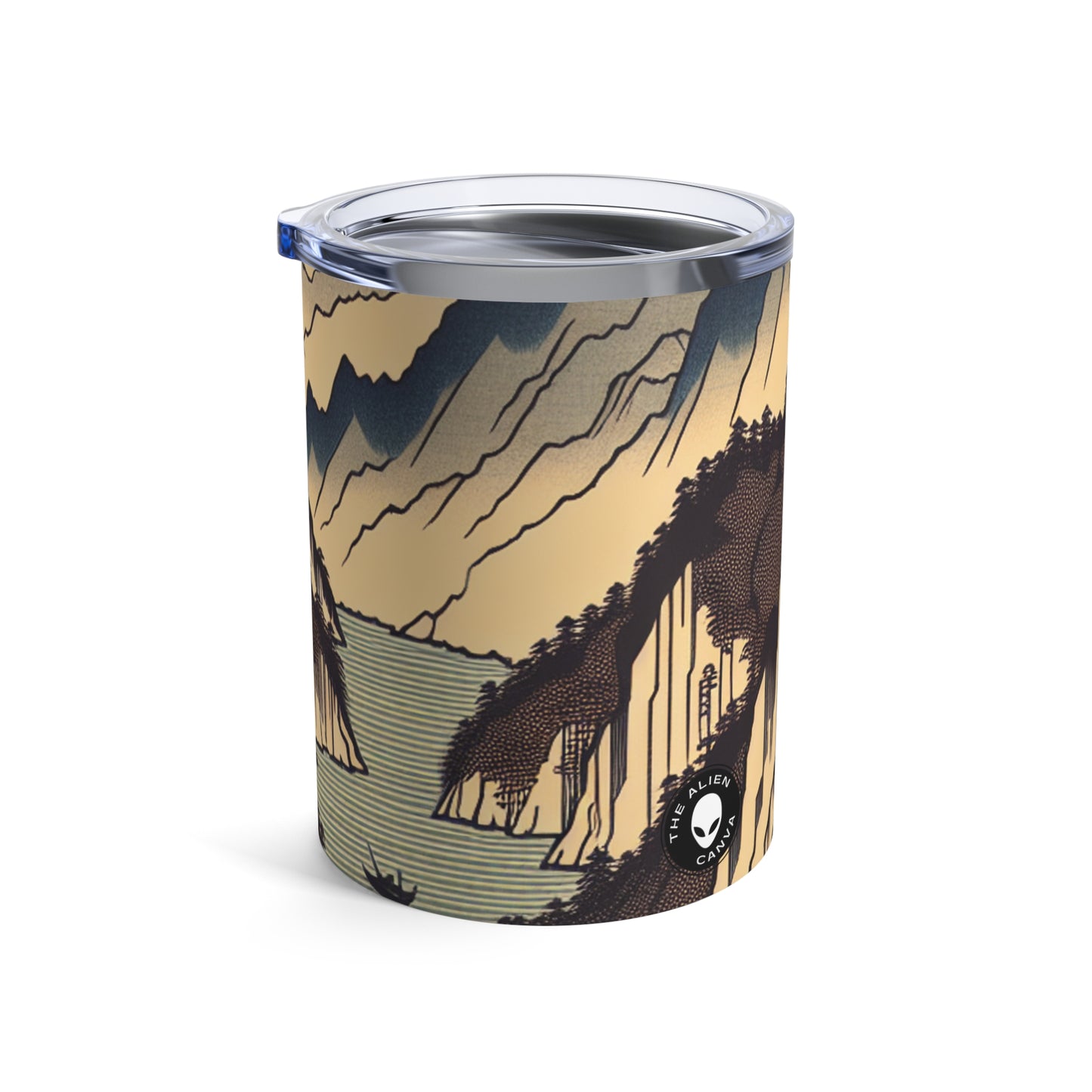 "Sérénité des fleurs de cerisier : un hommage Ukiyo-e captivant à la cérémonie du thé japonaise" - The Alien Tumbler 10oz Ukiyo-e (impression sur bois japonaise)