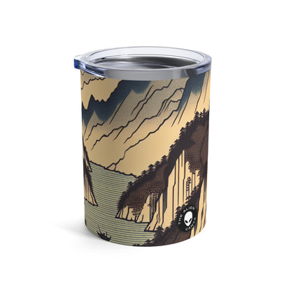 "Serenidad de los cerezos en flor: un cautivador tributo del Ukiyo-e a la ceremonia del té japonesa" - The Alien Tumbler 10oz Ukiyo-e (impresión en madera japonesa)