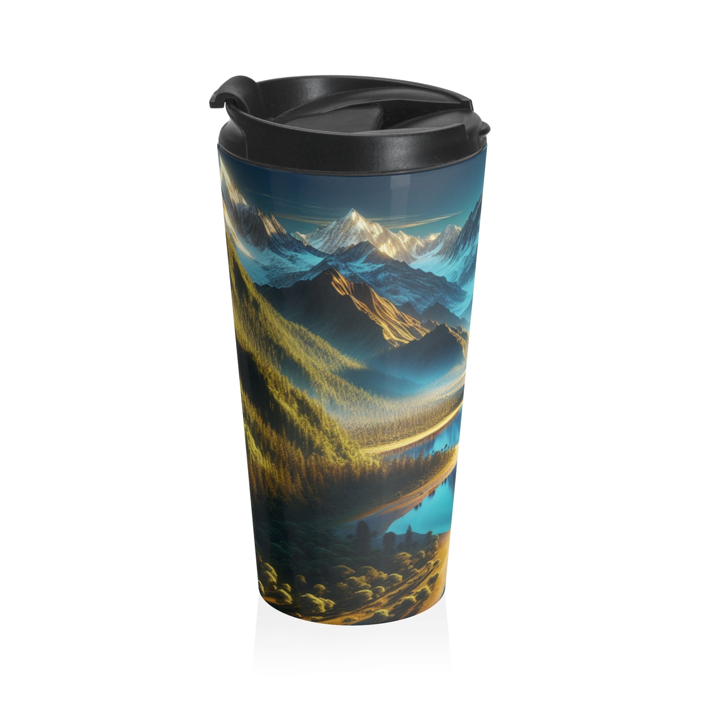 "Serenity's Palette: A Sunset Symphony" - The Alien Stainless Steel Travel Mug Photorealism