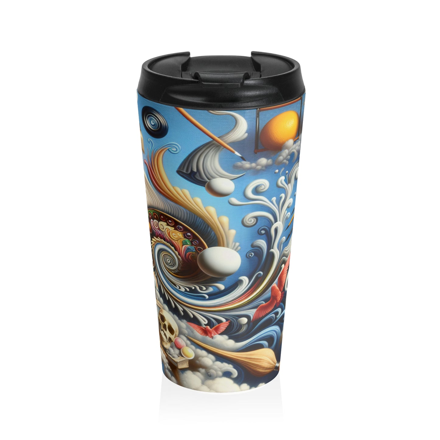 "Temporal Meltdown: Surreal Landscape" - The Alien Stainless Steel Travel Mug Surrealism