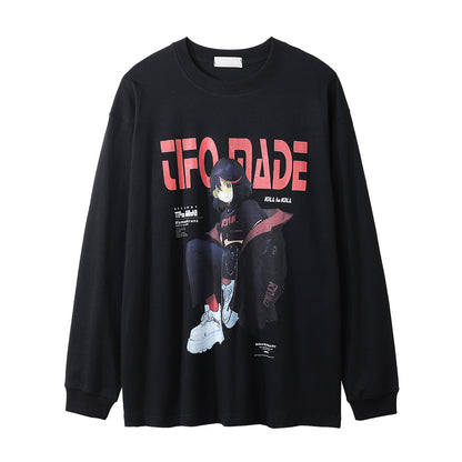 Men's Two-dimensional Animation Printed Long-sleeved T-shirt