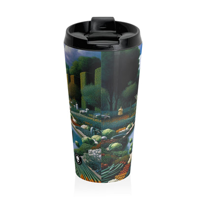 "The Vegetable Fountain: A Cauliflower Conglomerate" - The Alien Stainless Steel Travel Mug Surrealism