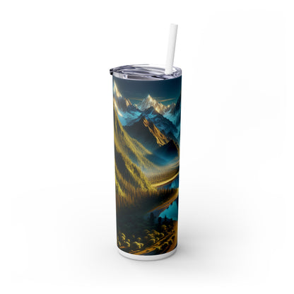 "Palette de sérénité : une symphonie au coucher du soleil" - The Alien Maars® Skinny Tumbler avec paille 20oz Photoréalisme