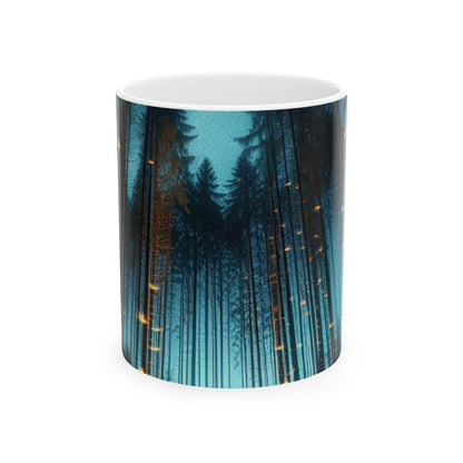 Taza de cerámica de 11 oz "Encantamiento del crepúsculo: Bosque de luciérnagas" - The Alien