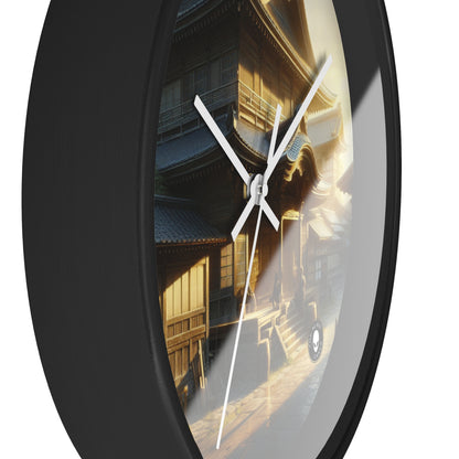 "Golden Hour Bliss : Paysage de réalisme photographique" - L'horloge murale extraterrestre Réalisme photographique