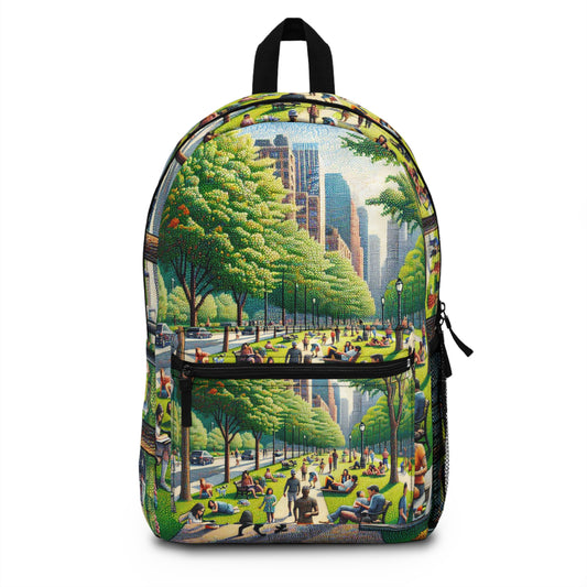 "Dotty Cityscape" - The Alien Backpack Pointillism Style