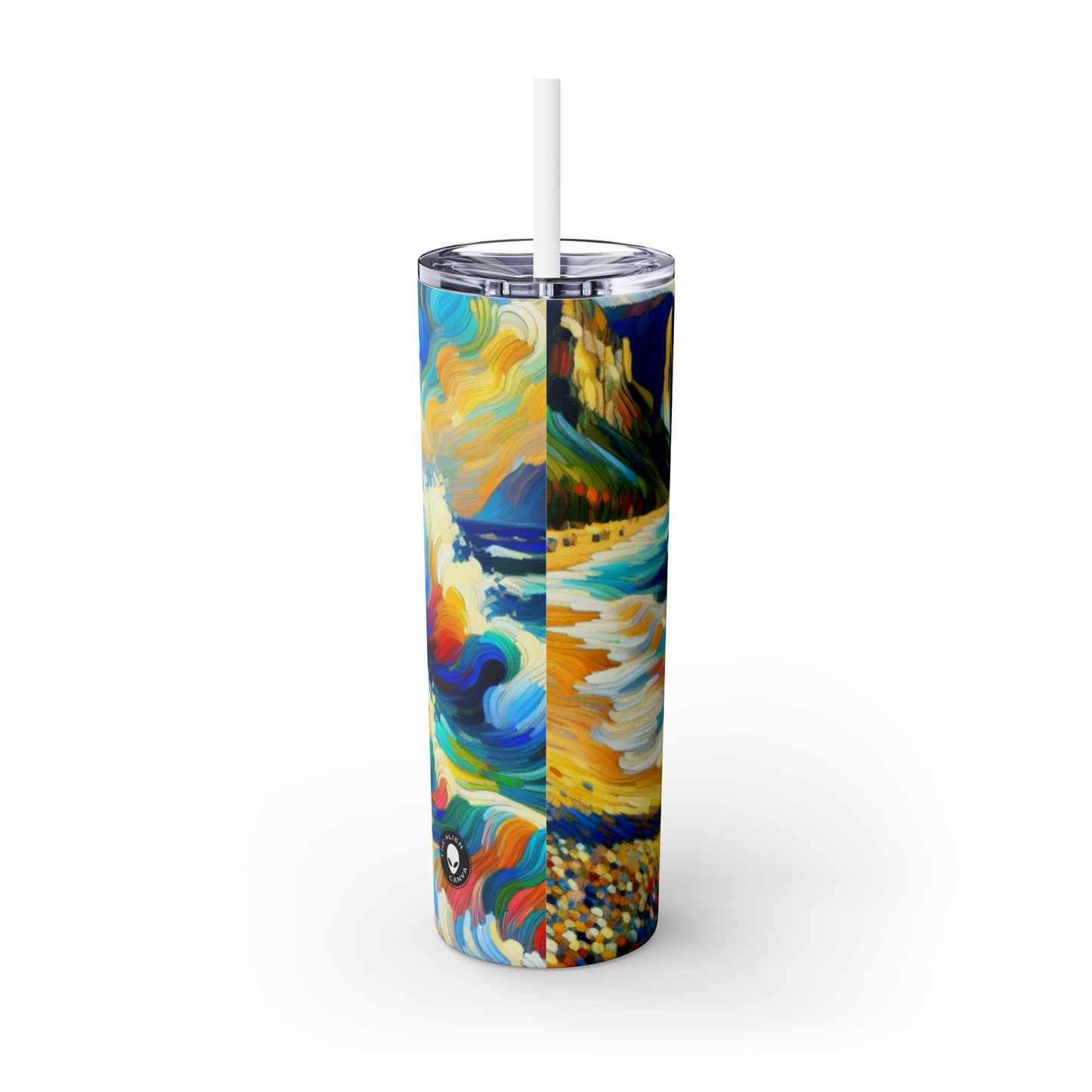 "The Fauvist Shore" - The Alien Maars® Skinny Tumbler with Straw 20oz Fauvism