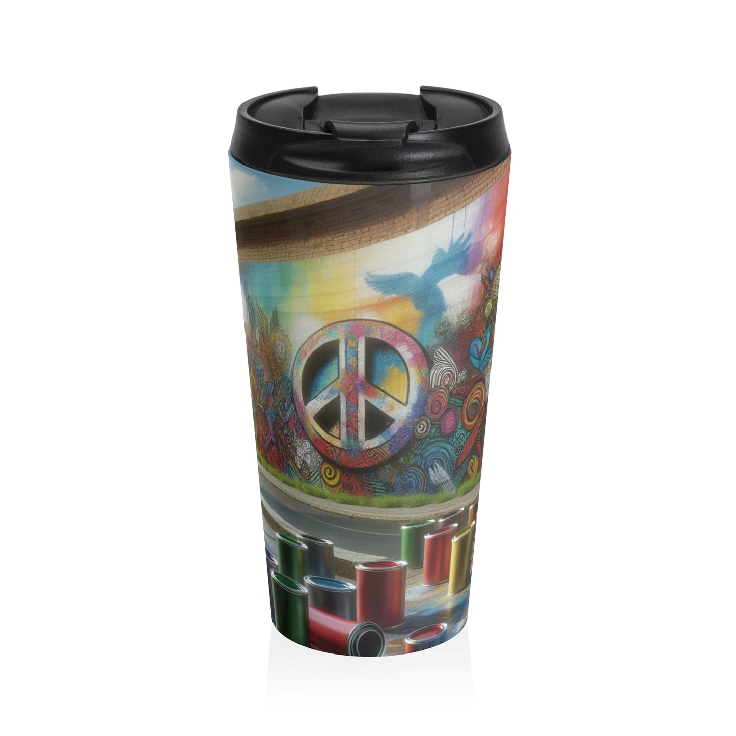 "Galactic Graffiti: A Cosmic Street Art Mural" - The Alien Stainless Steel Travel Mug Street Art