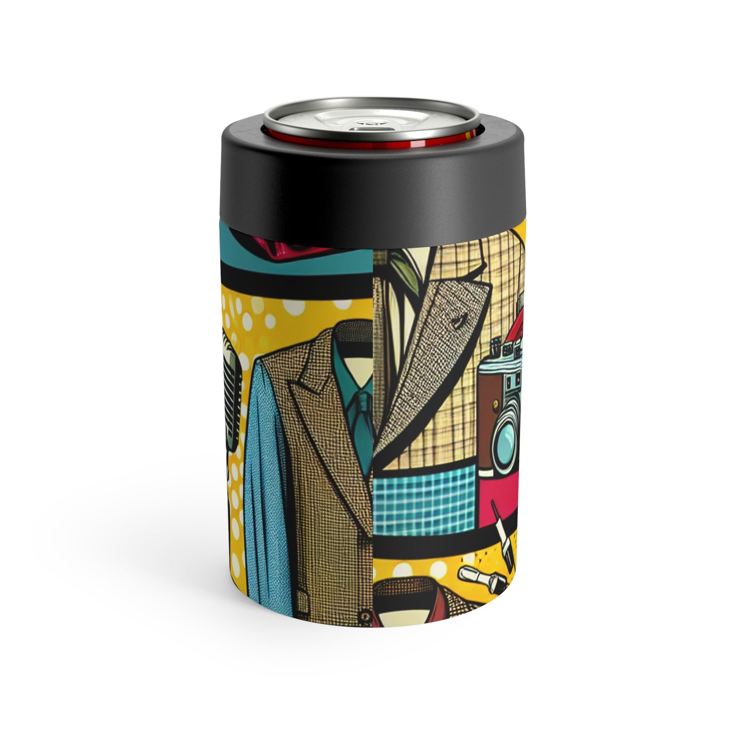 "Pop Art Apparel: Un collage de style vintage" - Le style pop art du porte-canette Alien