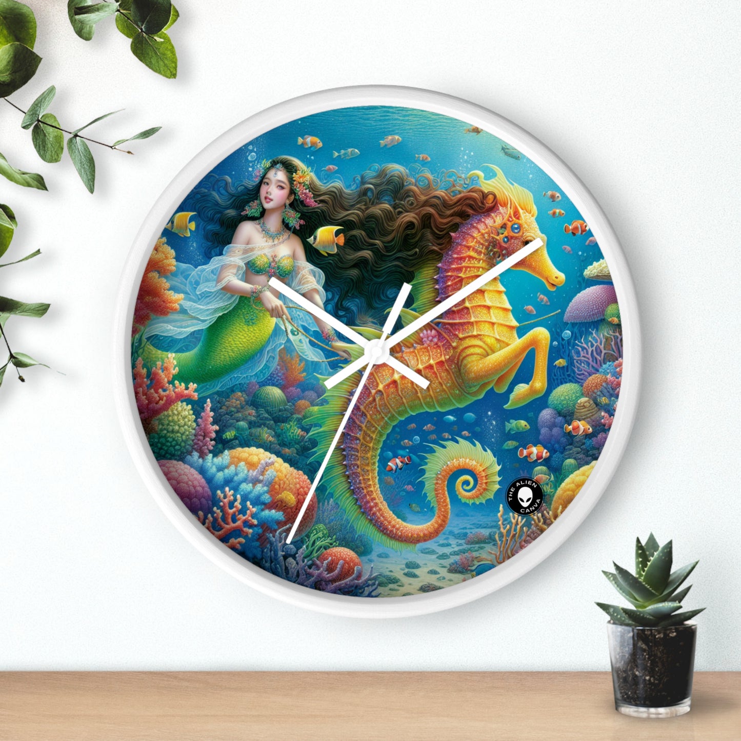 "Mermaid's Magical Coral Ride" - The Alien Wall Clock