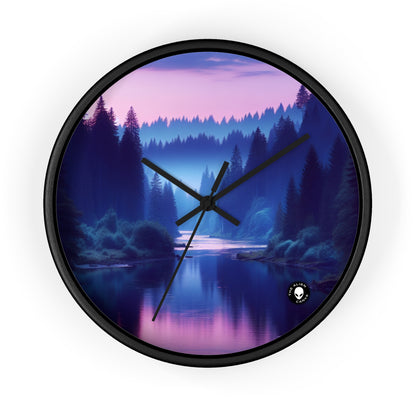 "Twilight Tranquility: Forest River Reflections" - The Alien Wall Clock