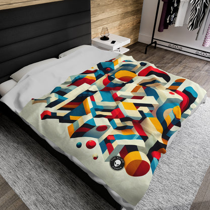 "Harmonious Balance: Geometric Abstract Art" - The Alien Velveteen Plush Blanket Geometric Abstraction