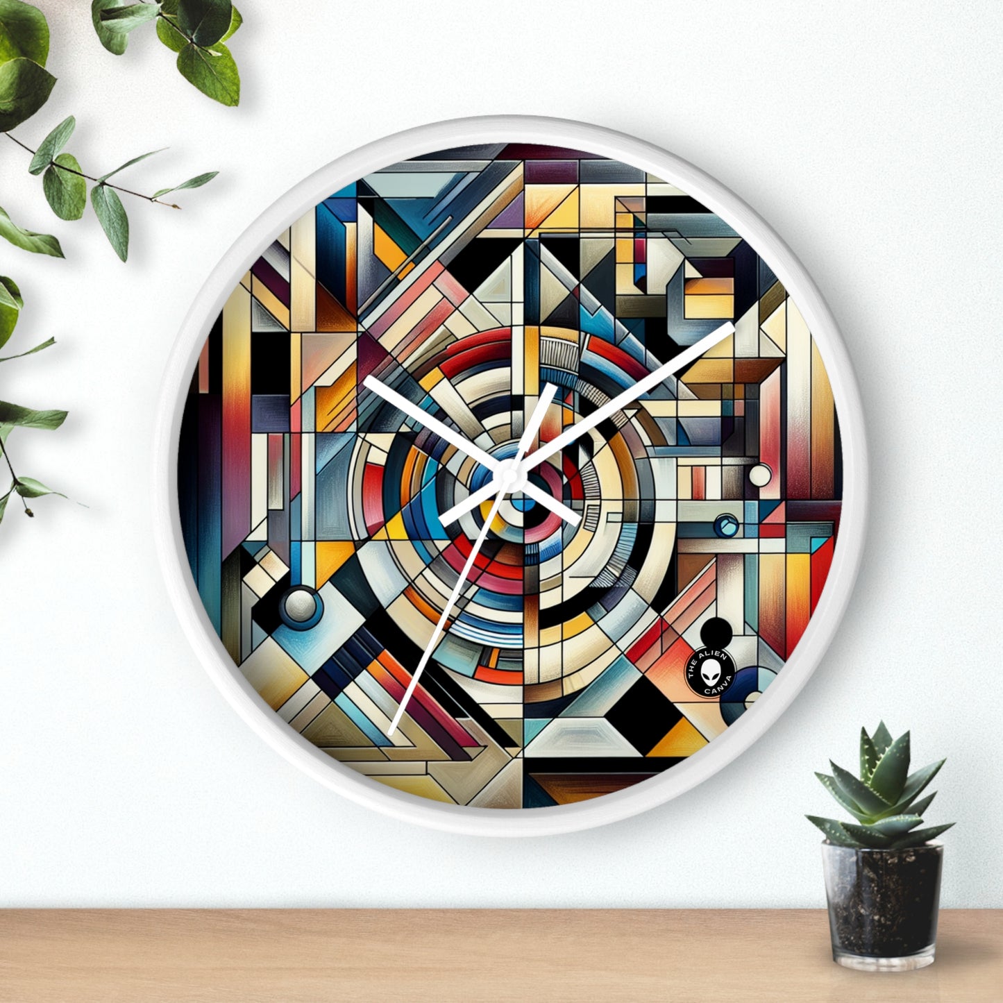 "City Lights: Geometric Nightfall" - The Alien Wall Clock Geometric Abstraction