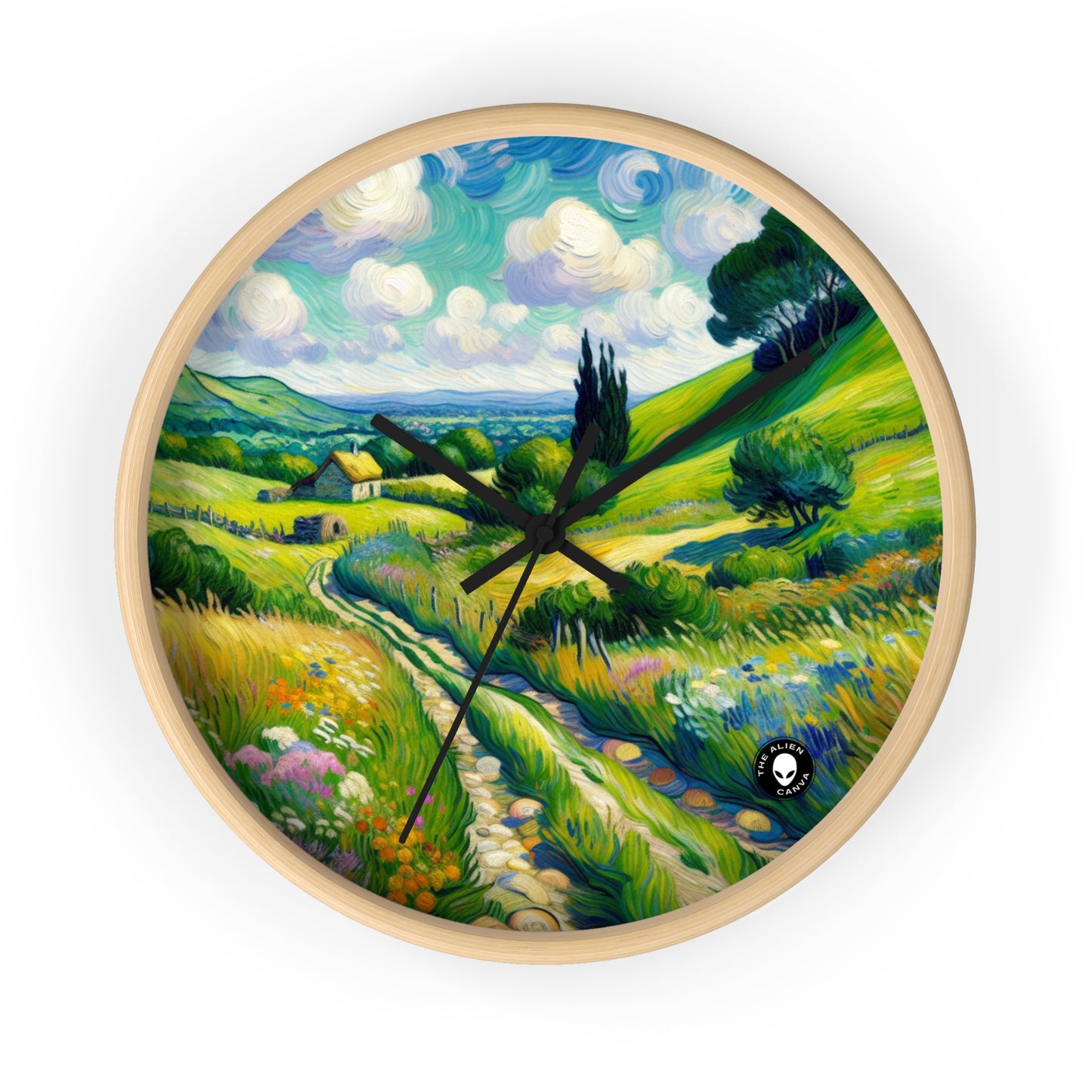 "Mystical Morning: A Post-Impressionist Journey into a Vibrant Dawn" - The Alien Wall Clock Post-Impressionism