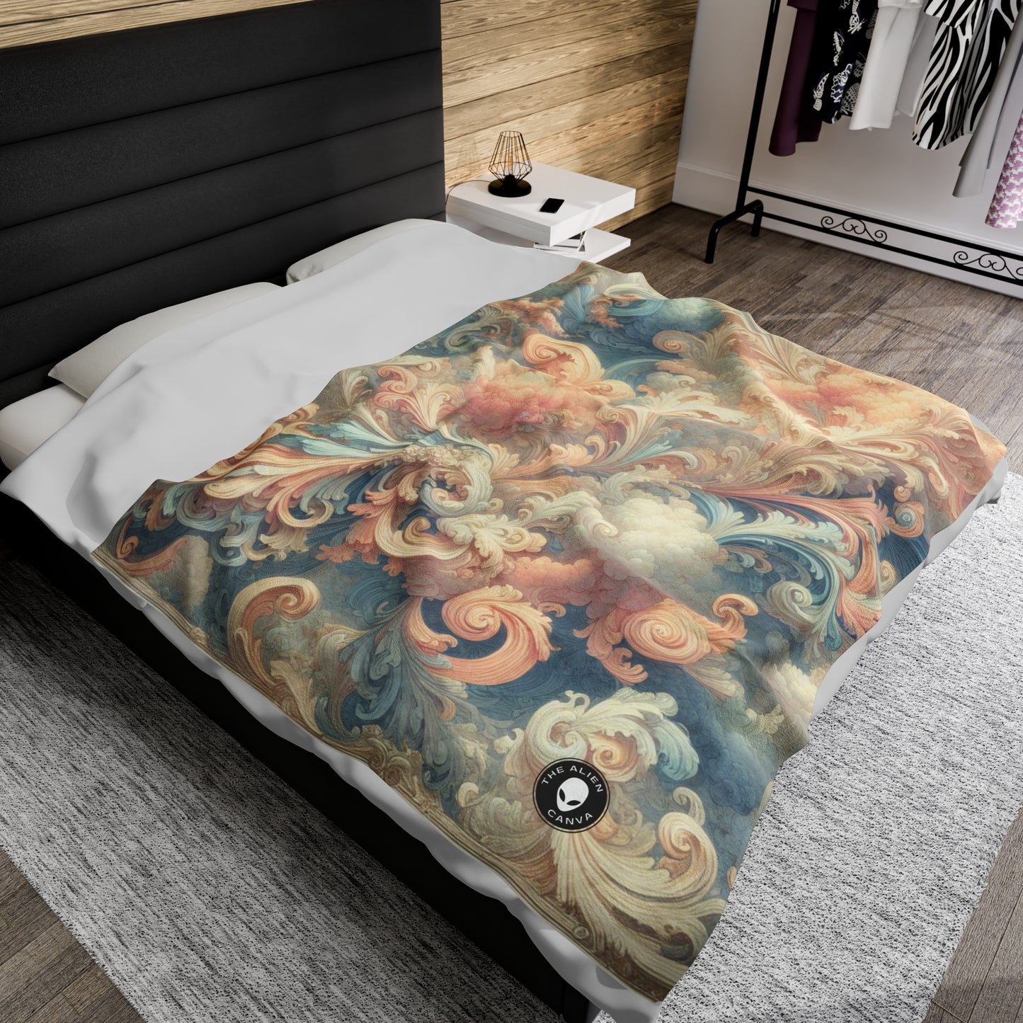 "Rococo Reverie: A Luxurious Ballroom Scene" - The Alien Velveteen Plush Blanket Rococo