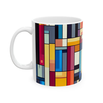 "Futuristic Cityscape: A Geometric Perception" - The Alien Ceramic Mug 11oz Hard-edge Painting