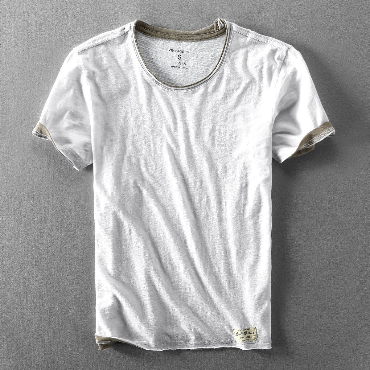 Men's Slub Cotton T-Shirt Summer New Casual Thin