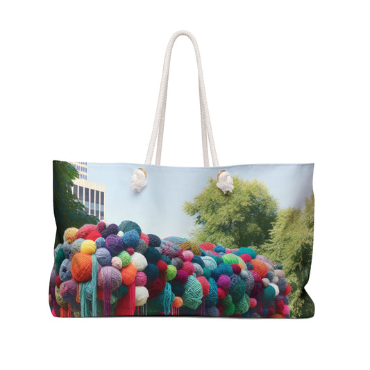 "Whimsical Wonders: Yarn-Bombing the Cityscape" - The Alien Weekender Bag Yarn Bombing (Fiber Art)