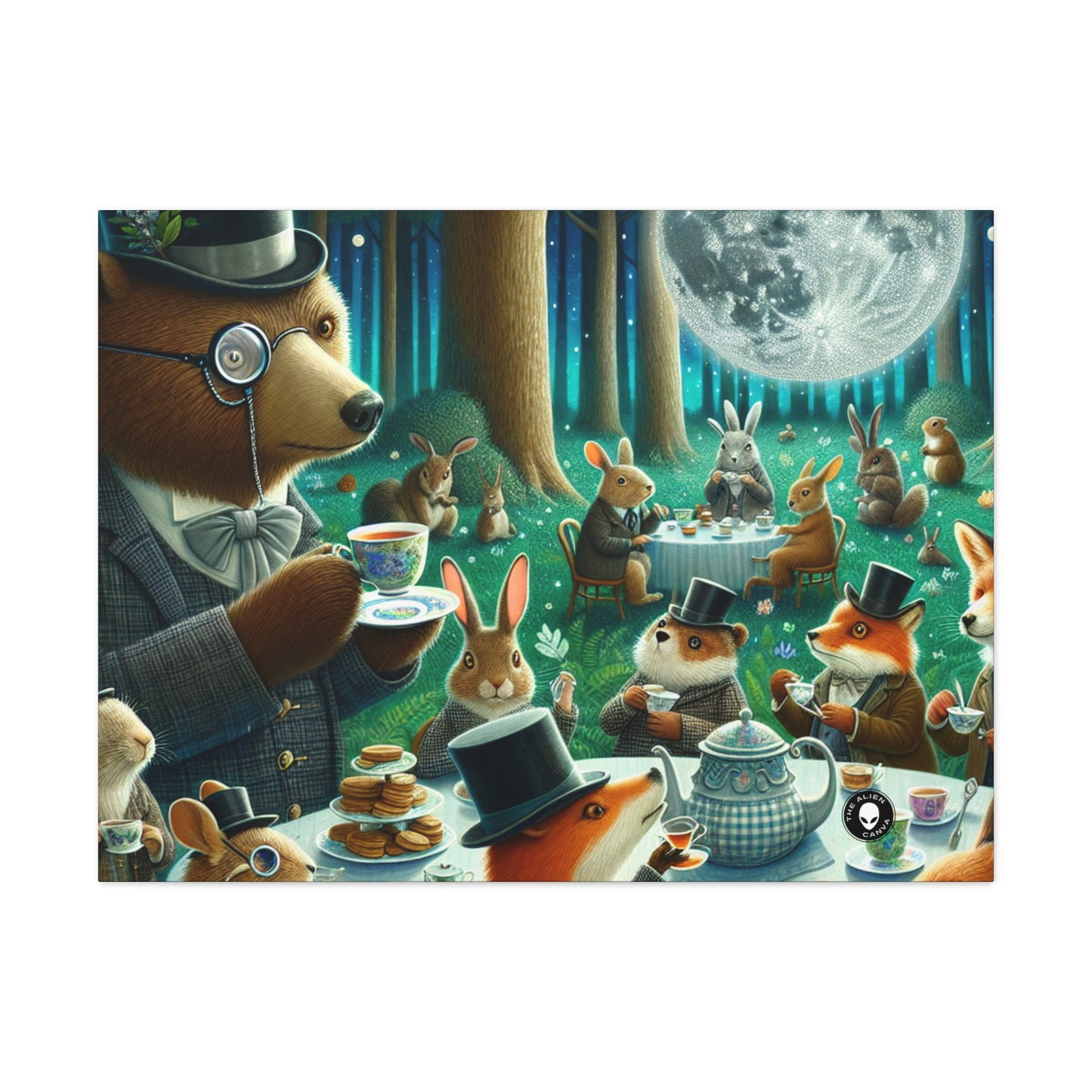 "Enchanted Moonlit Tea Party in the Forest" - The Alien Canva