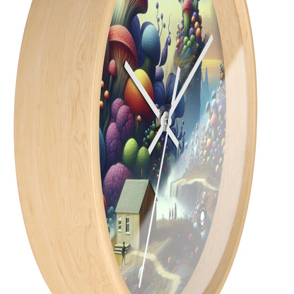 "Giant Flora and Miniature Villages: A Dreamy Wonderland" - The Alien Wall Clock