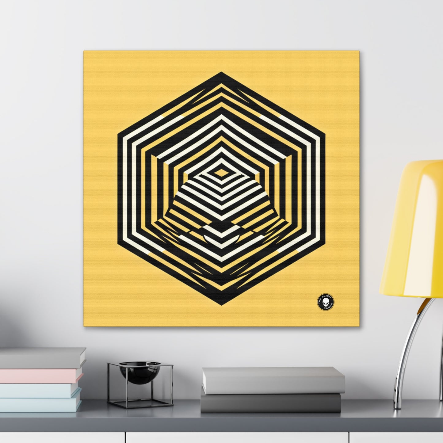 "Illusions dynamiques : Exploration de l'Op Art" - L'art optique Alien Canva (Op Art)