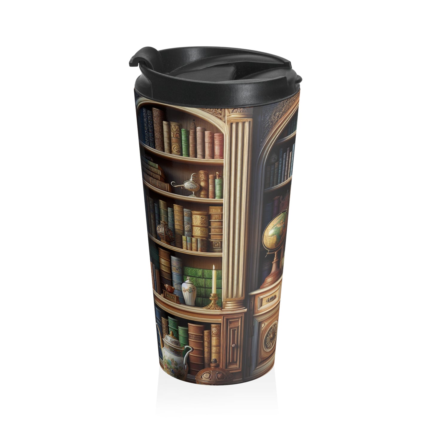 "Merveilles révélées : un voyage en trompe-l'oeil vers une oasis sous-marine" - The Alien Mug de voyage en acier inoxydable Trompe-l'oeil