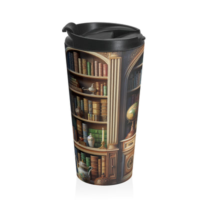 "Merveilles révélées : un voyage en trompe-l'oeil vers une oasis sous-marine" - The Alien Mug de voyage en acier inoxydable Trompe-l'oeil