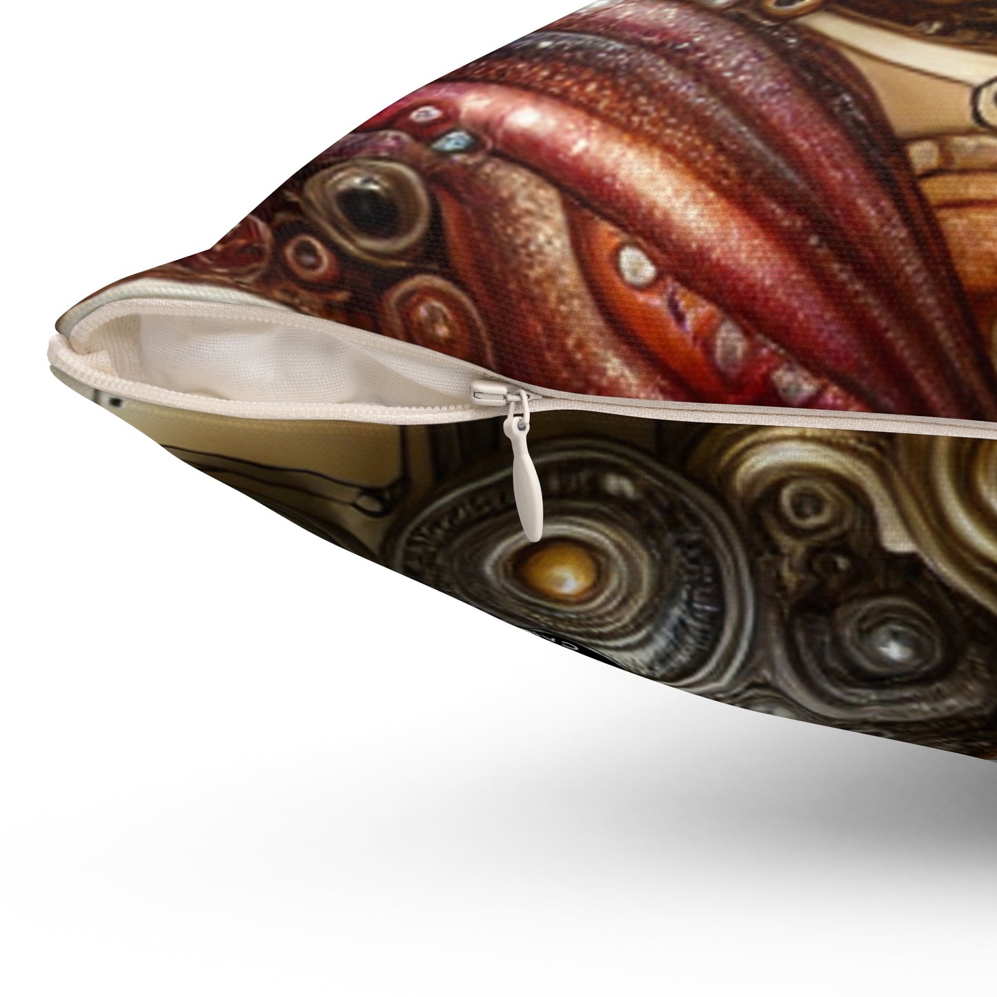 "Bio-Mech Cityscape: Harmonious Fusion"- The Alien Spun Polyester Square Pillow Bio-mechanical Art