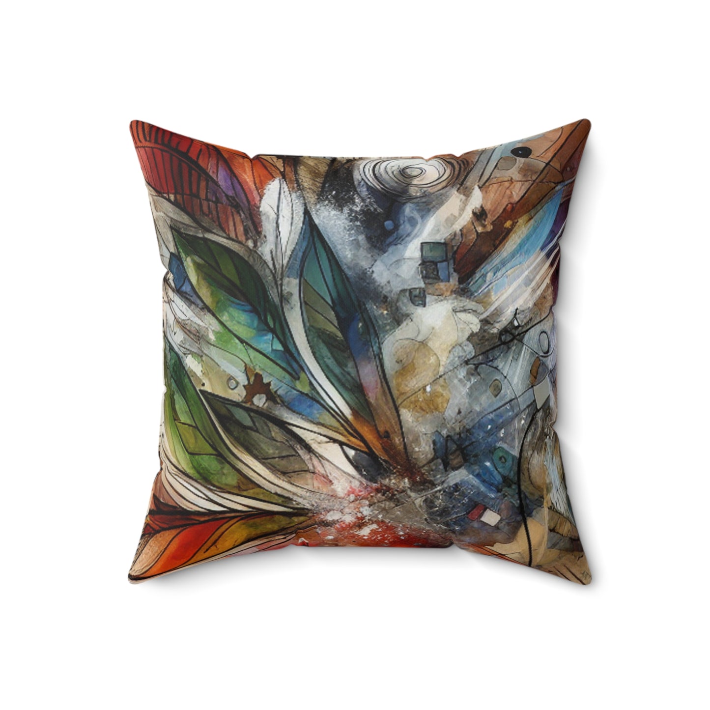 "Abstracted Emotional Journey" - The Alien Spun Polyester Square Pillow Abstract Expressionism