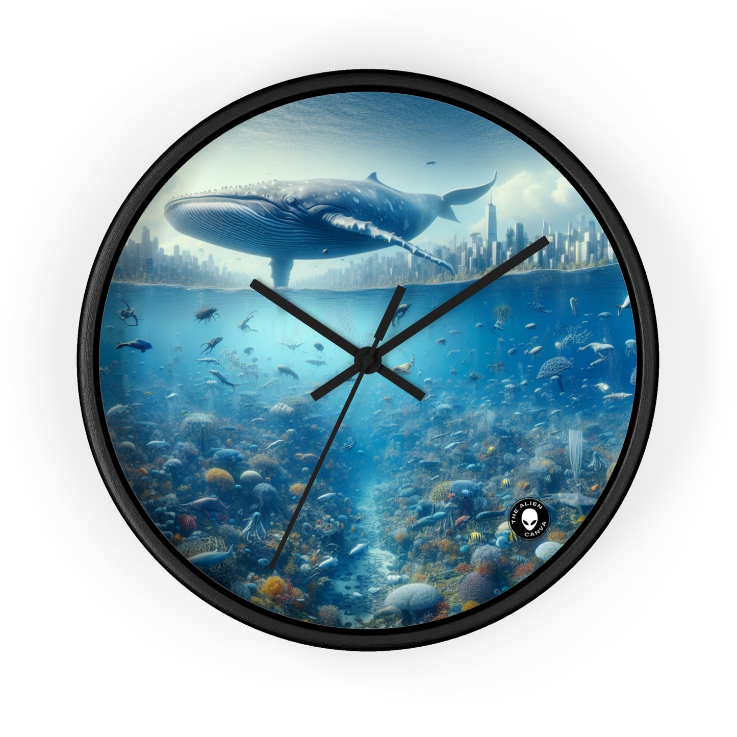 "Whale City: A Surreal Underwater Wonderland" - The Alien Wall Clock