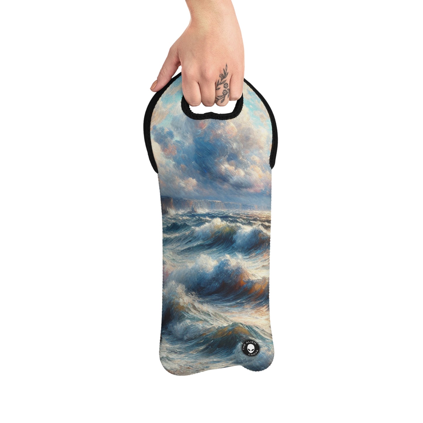 "Storm-Tossed Seas" - The Alien Wine Tote Bag Impressionism