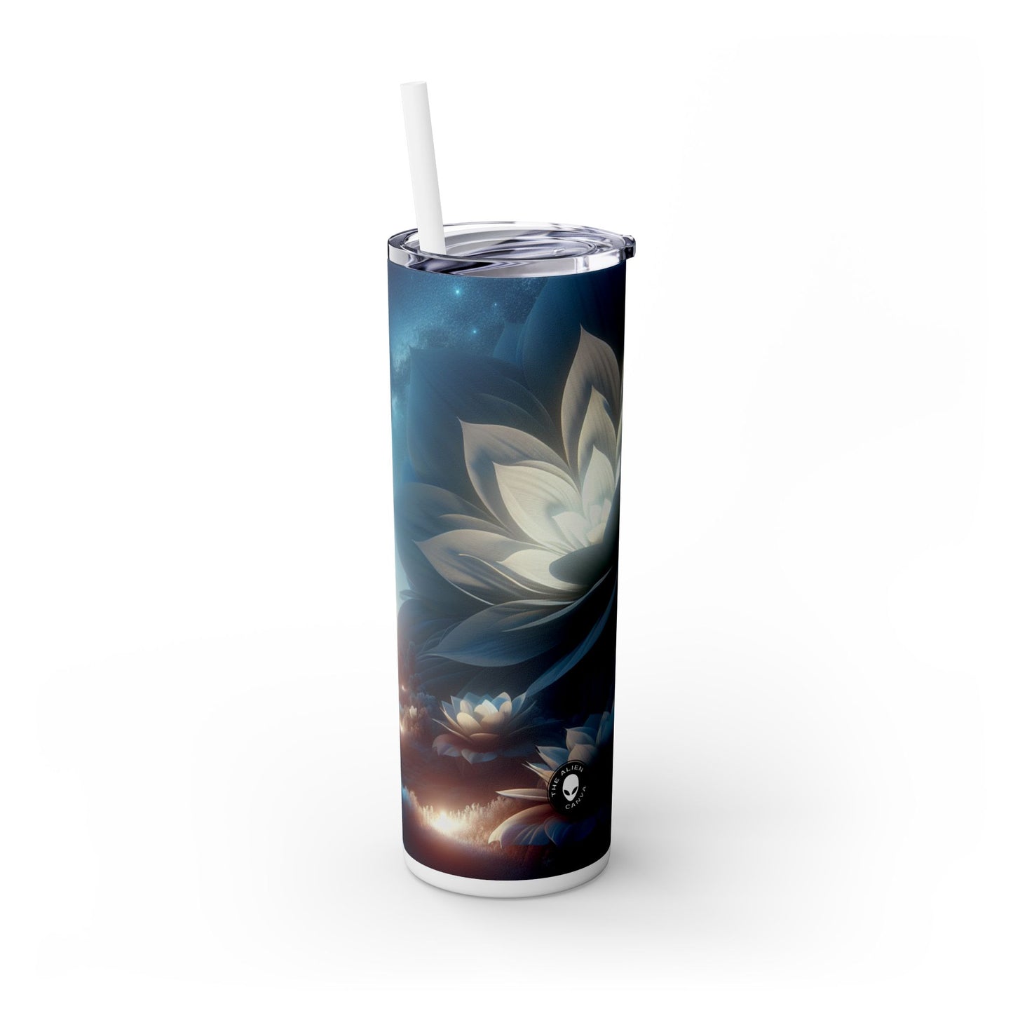 « Midnight Blooms : la lueur des fleurs géantes » - Verre fin Alien Maars® avec paille 20 oz