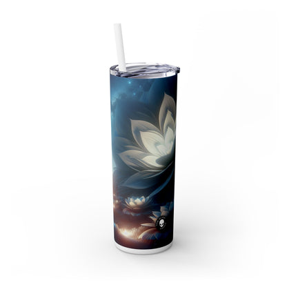 "Midnight Blooms: The Glow of Giant Flowers" - The Alien Maars® Skinny Tumbler with Straw 20oz