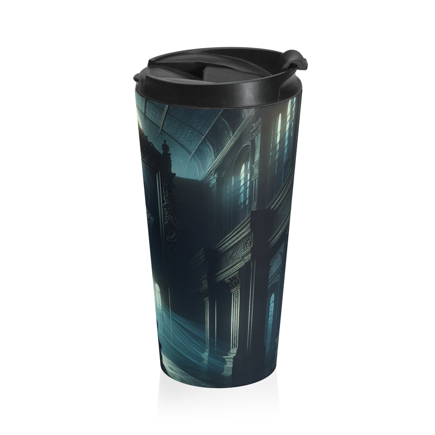 "Moonlight Shadow: A Gothic Portrait" - The Alien Stainless Steel Travel Mug Gothic Art Style