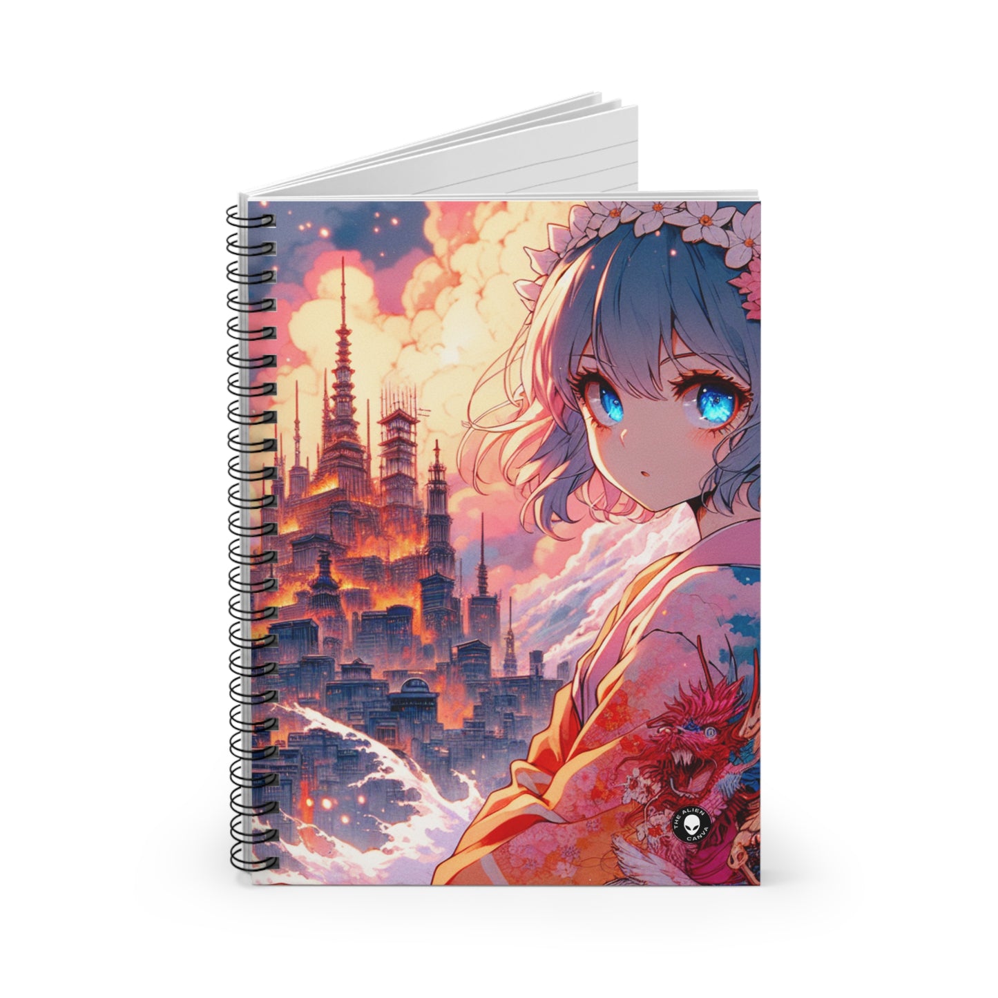 Titre : « Swords ablaze : The Elemental Duel » - The Alien Spiral Notebook (Ruled Line) Manga/Anime Art