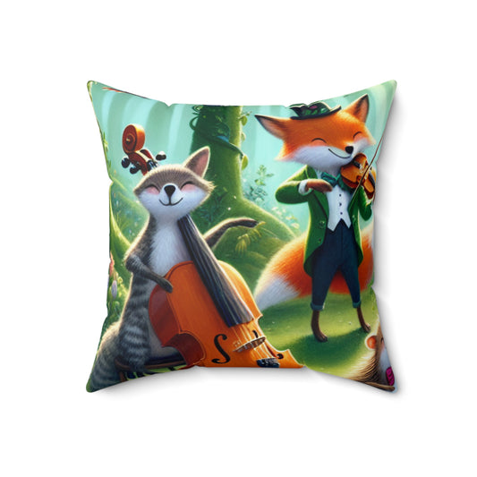 "Melodious Menagerie: Musical Animals in the Enchanted Forest"- The Alien Spun Polyester Square Pillow