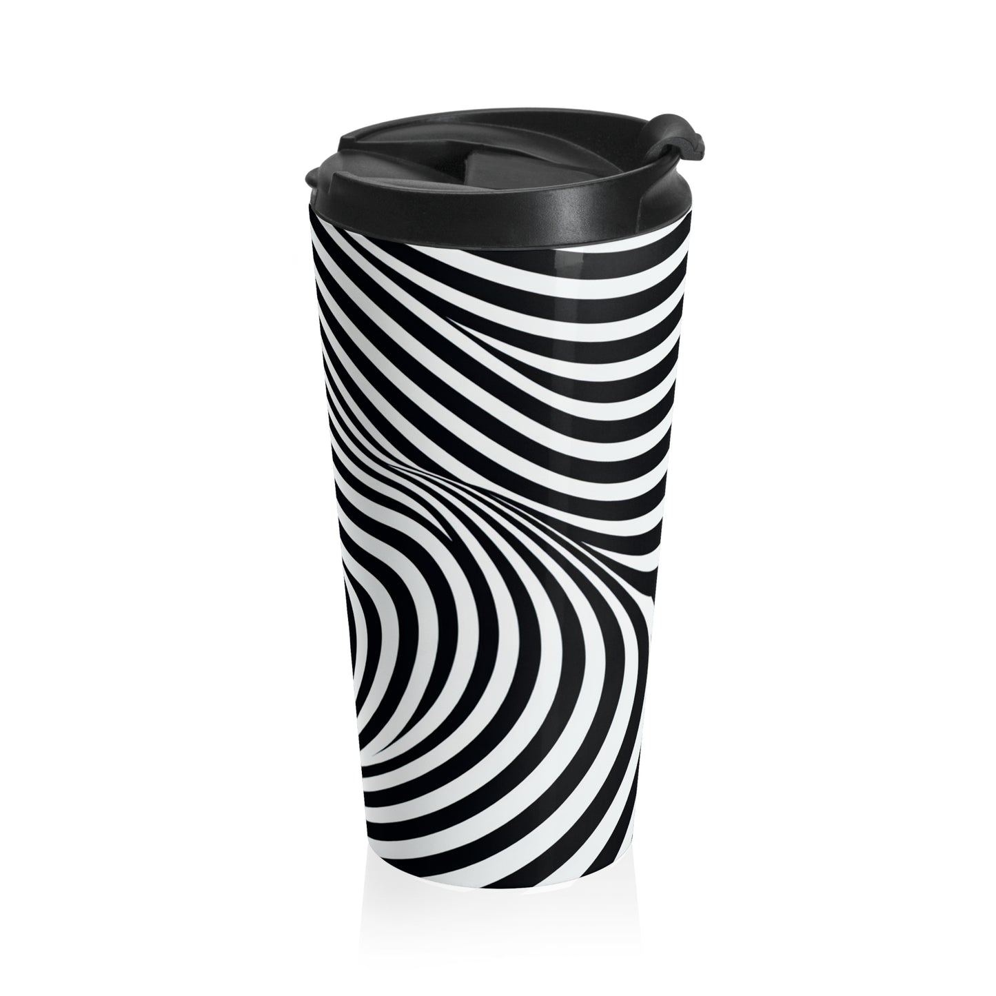 "Optical Illusion Wave" - ​​La tasse de voyage en acier inoxydable Alien Op Art Style