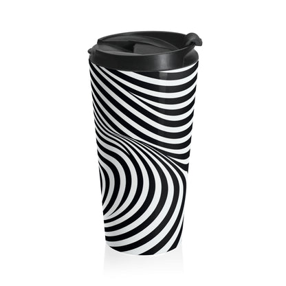 "Ola de ilusión óptica" - La taza de viaje alienígena de acero inoxidable estilo Op Art