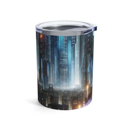 "Paisajes nocturnos de neón: una aventura urbana futurista" - Vaso Alien de 10 oz