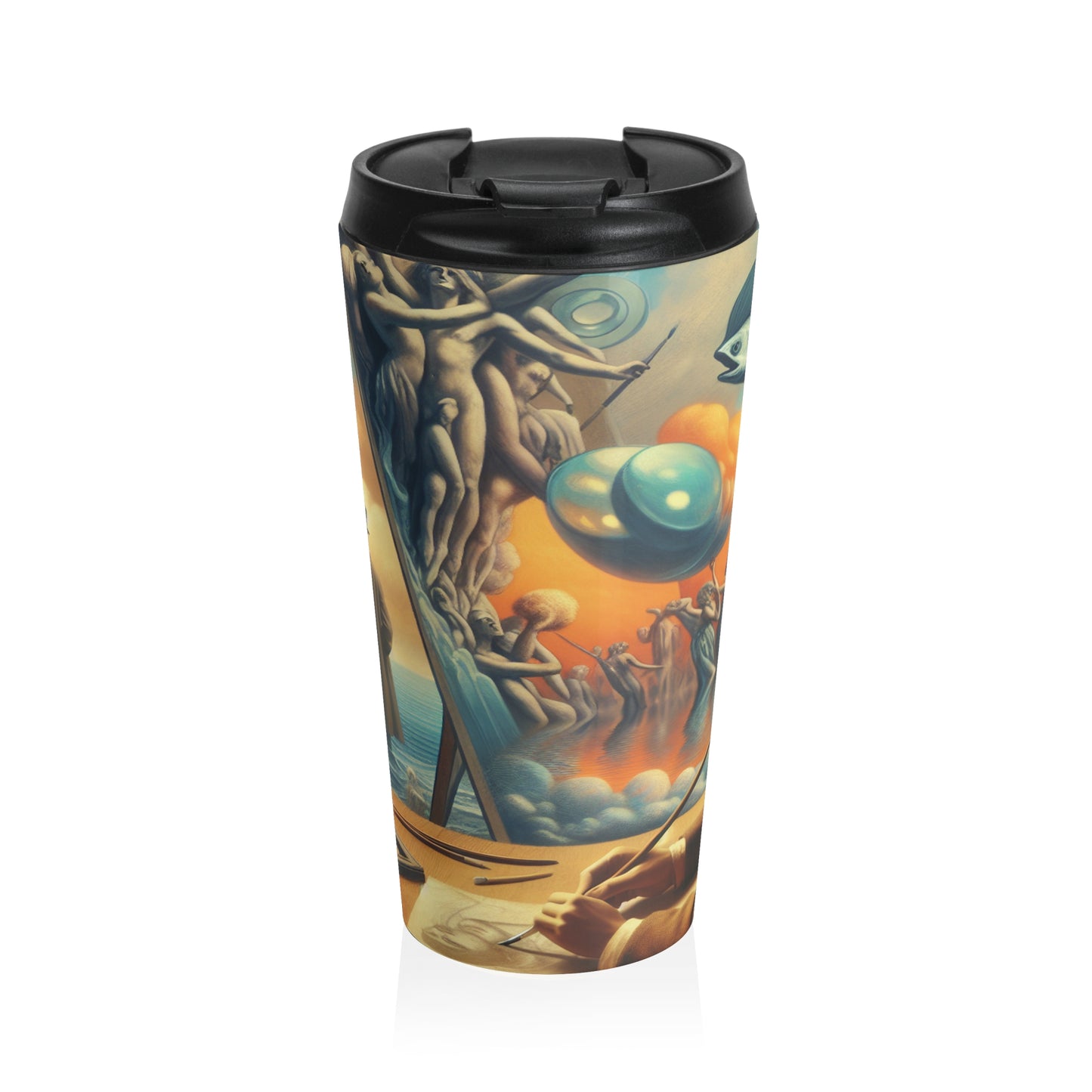 Whimsical Dreams: Defying Gravity in the Celestial Abyss - The Alien Stainless Steel Travel Mug Surrealism