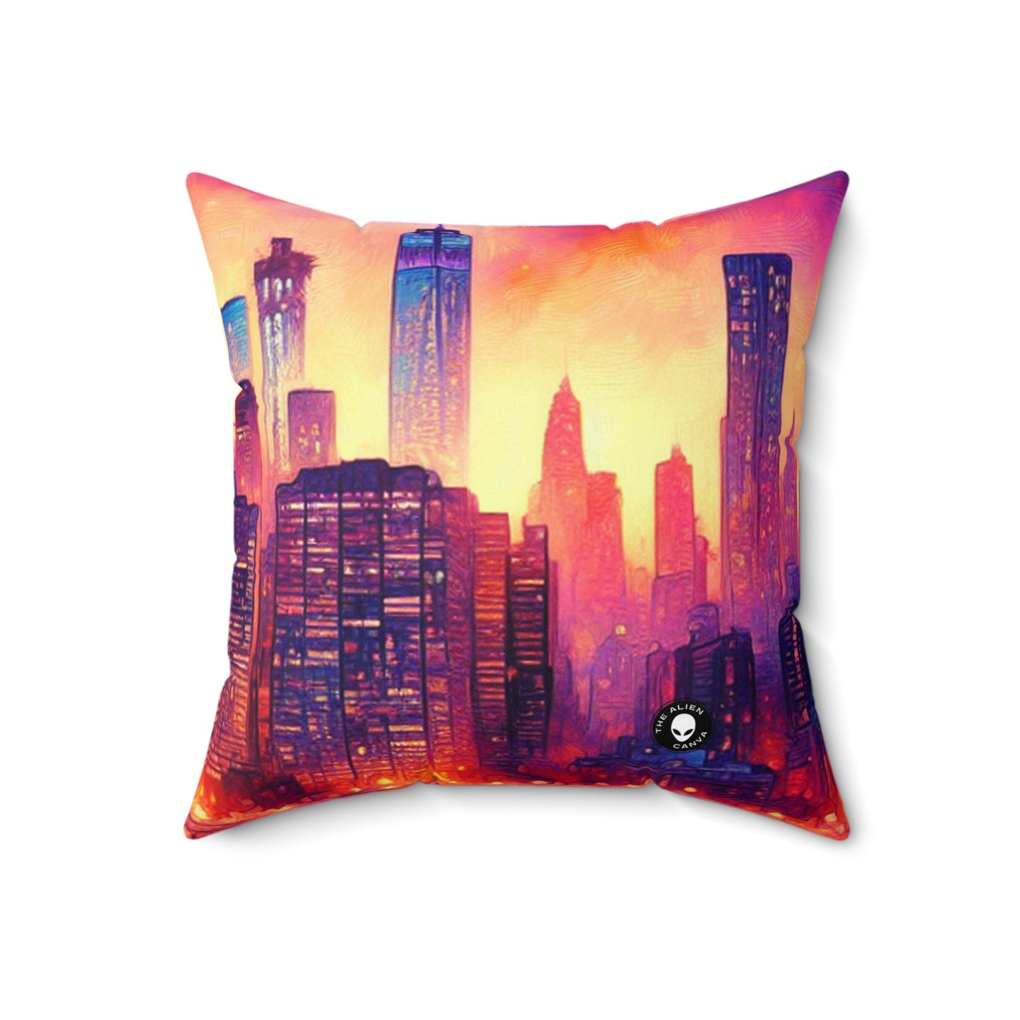 Hidden Oasis: A Spontaneous Impressionism Masterpiece in Vibrant Hues- The Alien Spun Polyester Square Pillow Impressionism