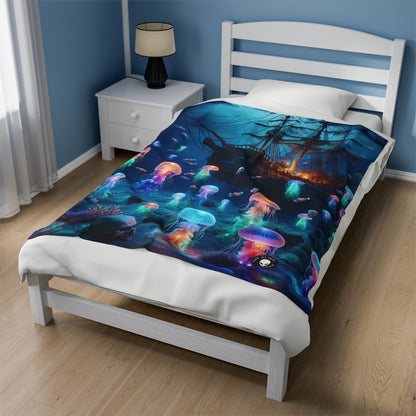 "Glowing Jellyfish Paradise: A Dreamy Underwater Adventure" - The Alien Velveteen Plush Blanket