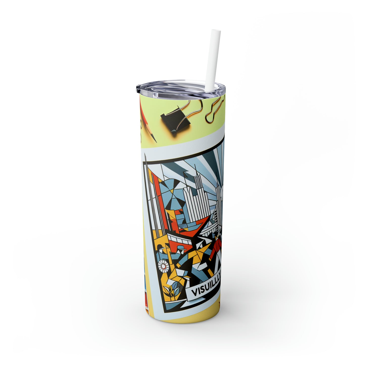 "Constructive City: A Vibrant Celebration of Urban Progress" - The Alien Maars® Skinny Tumbler with Straw 20oz Constructivism