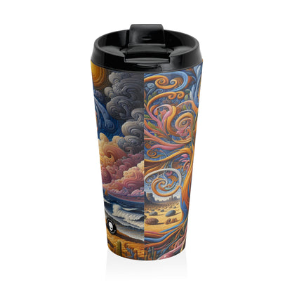 "Oasis Illusion: An Immersive Hyperrealistic Experience" - The Alien Stainless Steel Travel Mug Hyperrealism