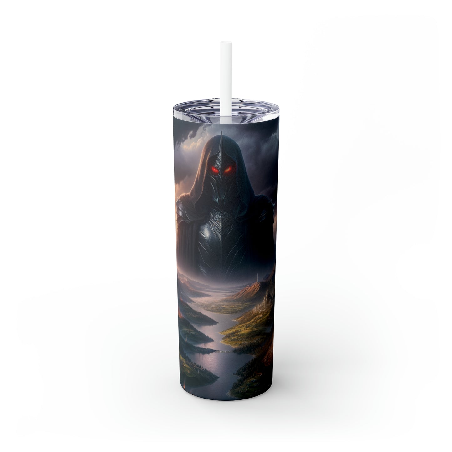 "Sauron's Reclamation: The Darkening of Middle Earth" - The Alien Maars® Skinny Tumbler with Straw 20oz